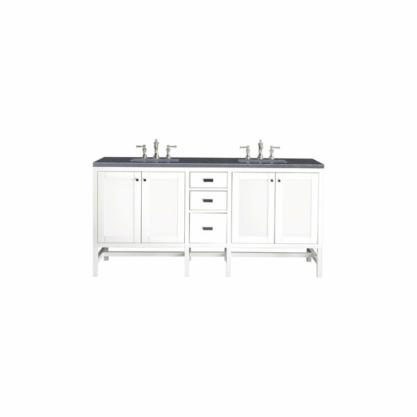 James Martin Vanities Addison 72in Double Vanity, Glossy White w/ 3 CM Charcoal Soapstone Quartz Top E444-V72-GW-3CSP